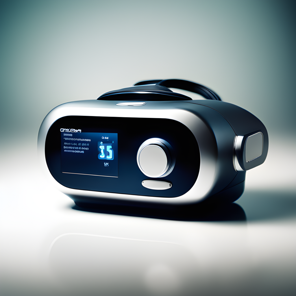 a high tech device that looks like a CPAP machine realistic photo of, award winning photograph, 50mm